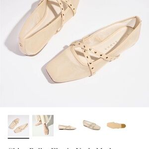 Yosi Samra Cream Flats with Studded Details